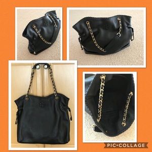 Tory Burch Marion Slouchy Pebbled Leather Tote Bag